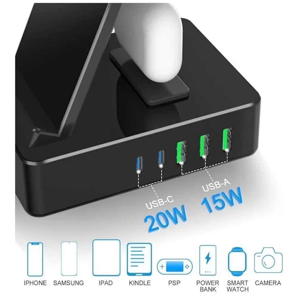 8 in 1 Multifunctional Wireless Charger in Black. New in Box!
